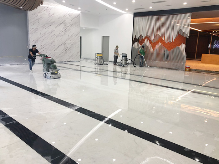 Thi công đánh bóng sàn đá tòa nhà văn phòng của công ty Compal tại Vĩnh Phúc