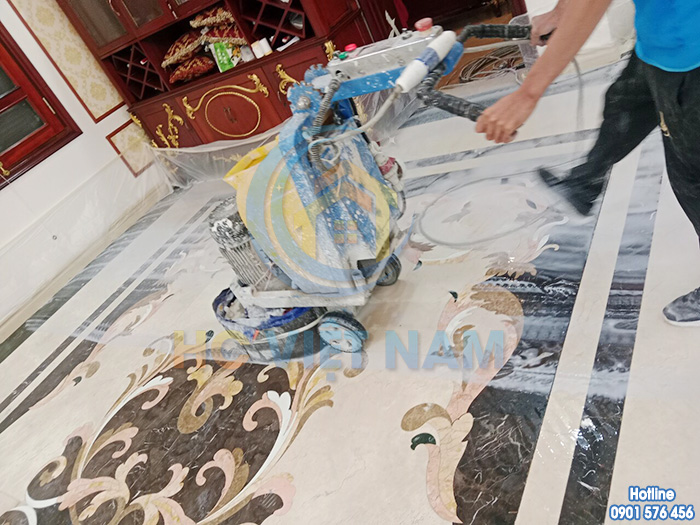 Công trình đánh bóng sàn đá tự nhiên cho gia đình anh Khang tại Thái Bình