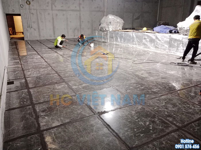 Công trình thi công đánh bóng sàn đá tự nhiên tại Sơn Tây, Hà Nội