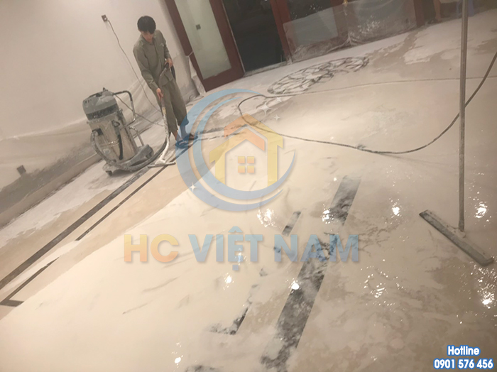 Công trình đánh bóng sàn đá tự nhiên cho gia đình anh Tuấn tại Hải Phòng