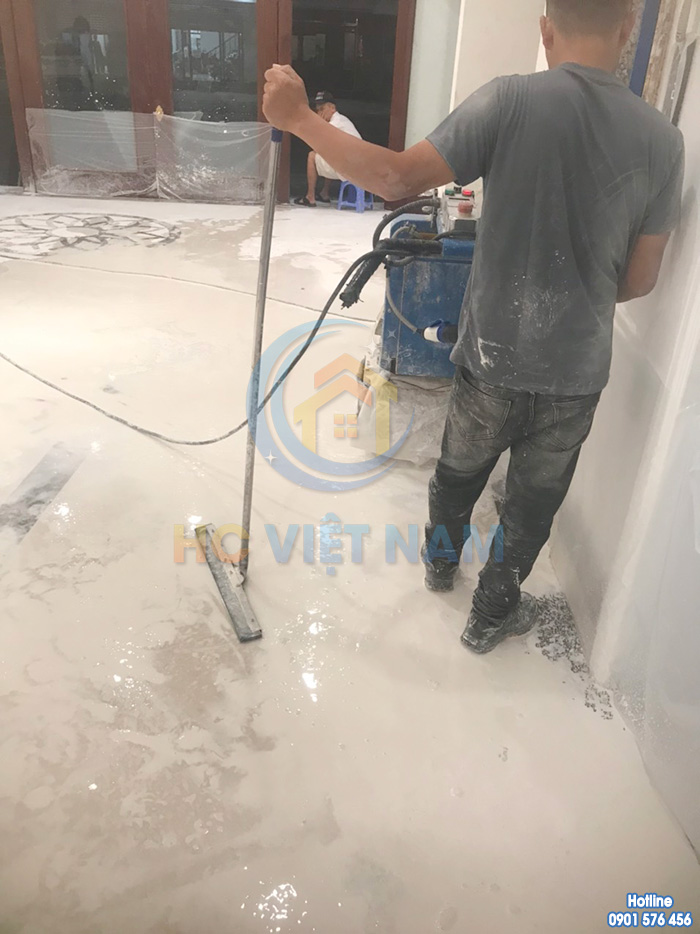 Công trình đánh bóng sàn đá tự nhiên cho gia đình anh Tuấn tại Hải Phòng