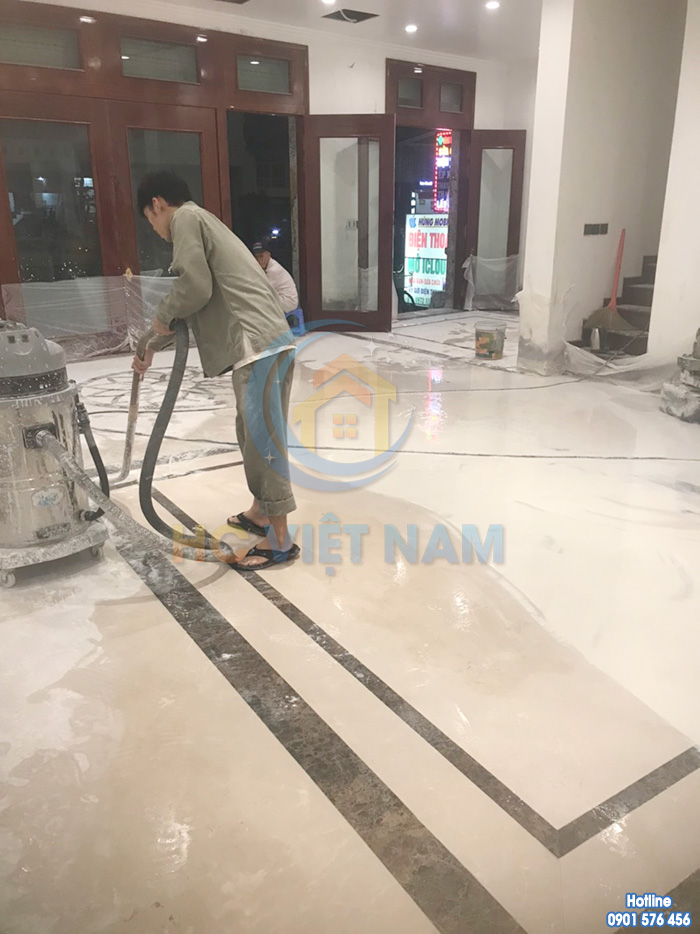 Công trình đánh bóng sàn đá tự nhiên cho gia đình anh Tuấn tại Hải Phòng