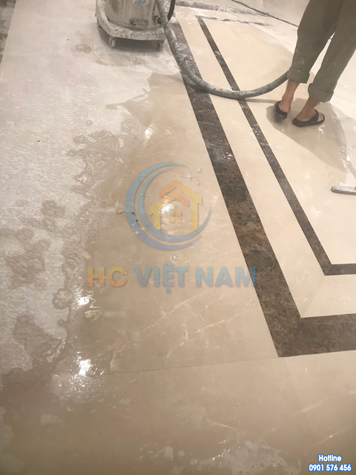 Công trình đánh bóng sàn đá tự nhiên cho gia đình anh Tuấn tại Hải Phòng