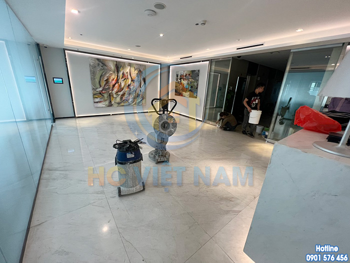 Công trình mài phục hồi sàn đá tự nhiên tại Lotte Liễu Giai, Hà Nội