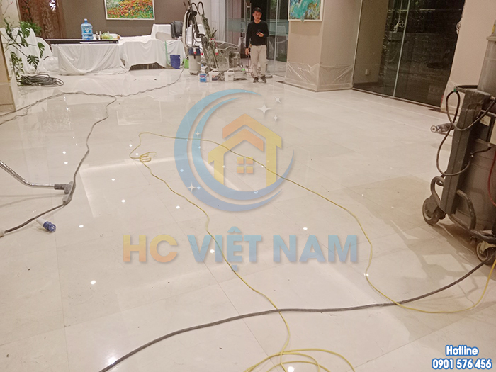 Công trình phục hồi sàn đá tự nhiên khách sạn 5 sao The Vista 146 Giảng Võ, Hà Nội