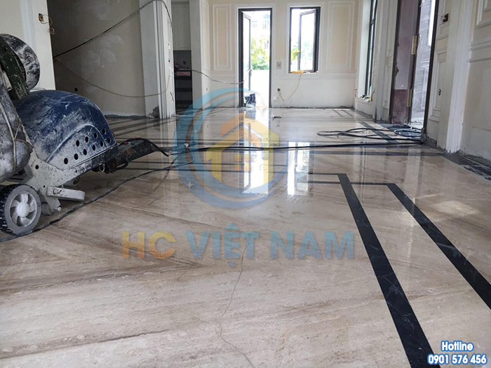 Công trình mài đánh bóng sàn đá tự nhiên cho khách hàng tại Bắc Ninh