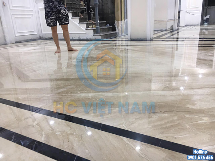 Công trình mài đánh bóng sàn đá tự nhiên cho khách hàng tại Bắc Ninh