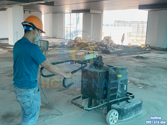 Mài đánh bóng sàn bê tông cho dự án trung tâm thương mại tại thành phố Thái Bình