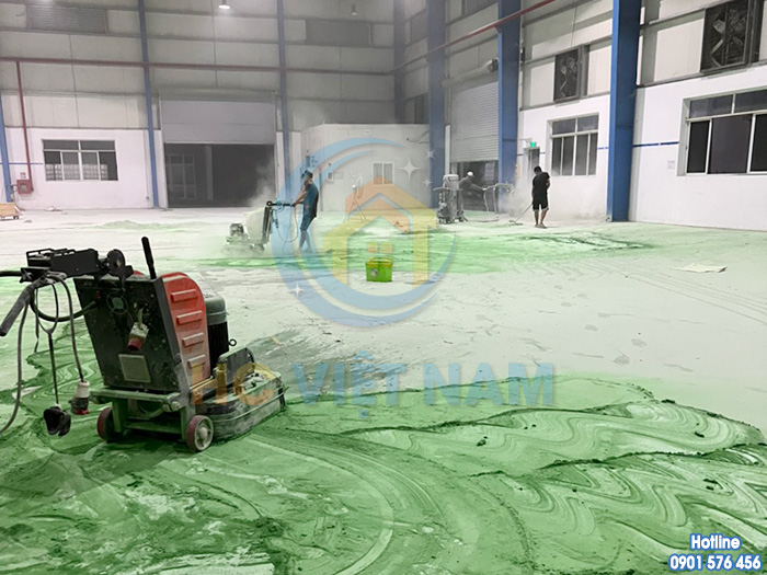 Công trình mài đánh bóng sàn bê tông cho nhà xưởng tại tỉnh Hưng Yên