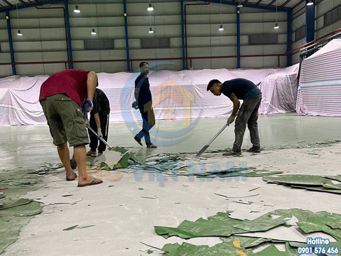 Công trình mài đánh bóng sàn bê tông cho nhà xưởng tại tỉnh Hưng Yên