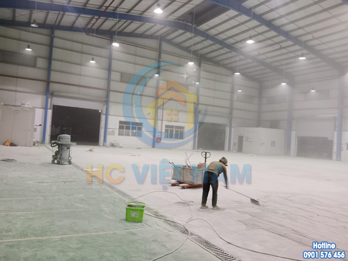 Công trình mài đánh bóng sàn bê tông cho nhà xưởng tại tỉnh Hưng Yên