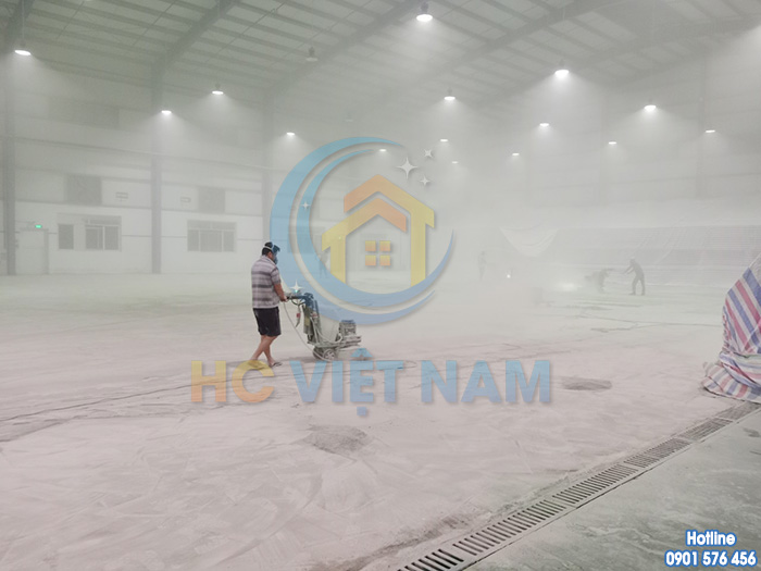 Công trình mài đánh bóng sàn bê tông cho nhà xưởng tại tỉnh Hưng Yên