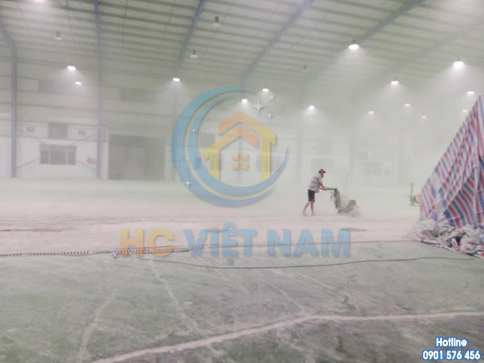 Công trình mài đánh bóng sàn bê tông cho nhà xưởng tại tỉnh Hưng Yên