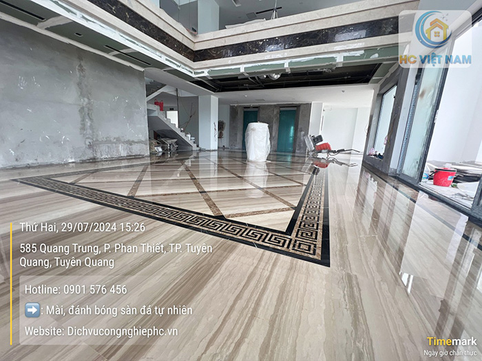Công trình mài đánh bóng sàn đá tự nhiên tại thành phố Tuyên Quang