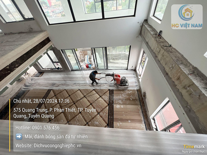 Công trình mài đánh bóng sàn đá tự nhiên tại thành phố Tuyên Quang