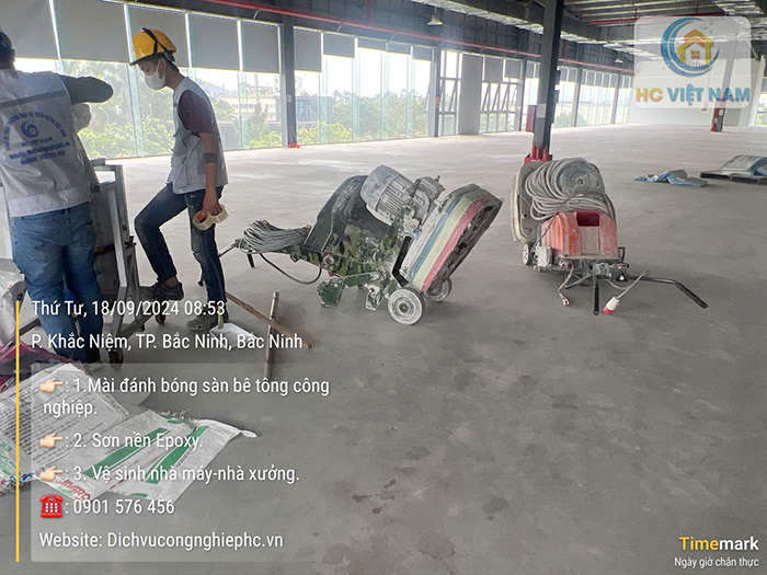 Thi công mài đánh bóng sàn bê tông cho công ty Landco tại Bắc Ninh